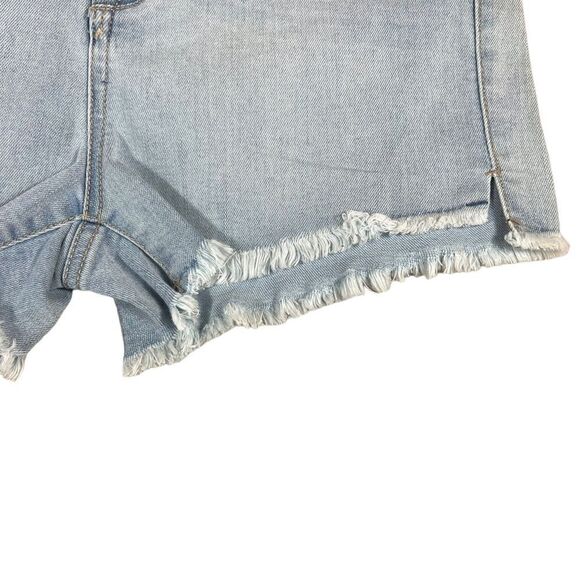 Guess Los Angeles Tennette Fray Hem Denim Shorts With Rose Gold Hardware - Picture 7 of 10